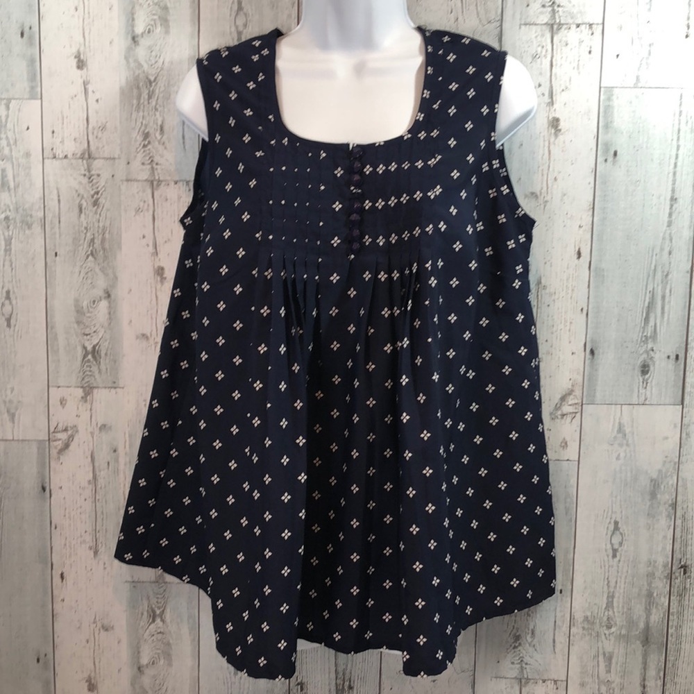 Roaman’s Dark Blue Pleated Flared Tank Top 12W